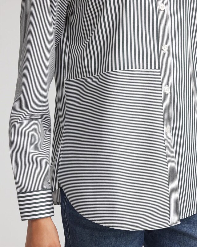 No Iron Colorblock Striped Shirt - image 4
